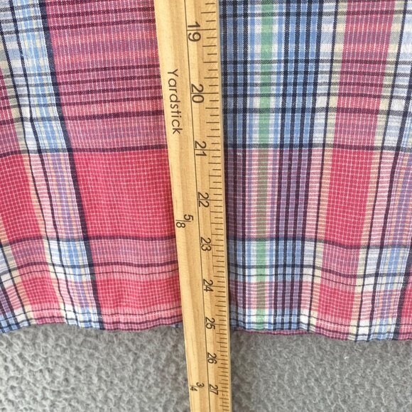 Vermont Country Store Top Womens Medium Pink Plaid 1/4 Button Front Long Sleeve - Picture 9 of 10